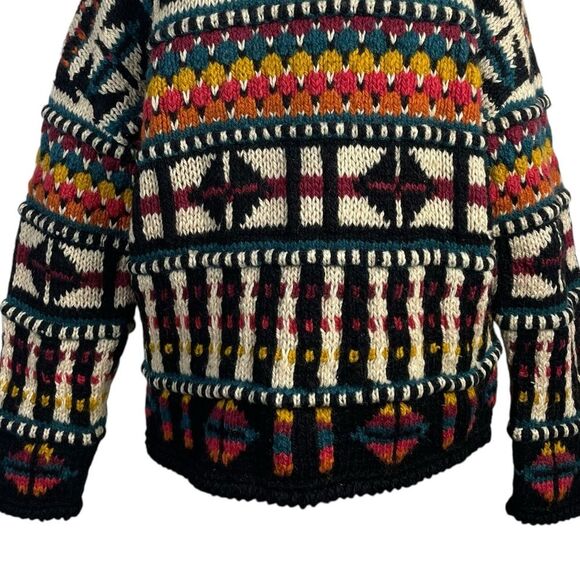 Express Vintage Tricot Chunky 3-D Hand Knit Wool Cardigan Sweater Size Small 90s - Picture 12 of 13